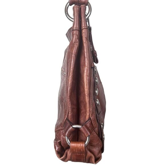 B. Makowsky Genuine Leather Hobo Studded Hobo Shoulder Bag - Picture 4 of 16